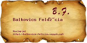Balkovics Felícia névjegykártya